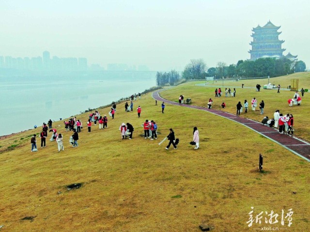 600-xxt2024-03-11～1｜志愿者在万楼景区湘江之畔开展净滩行动。 （本报记者 廖艳霞 摄）8287.jpg